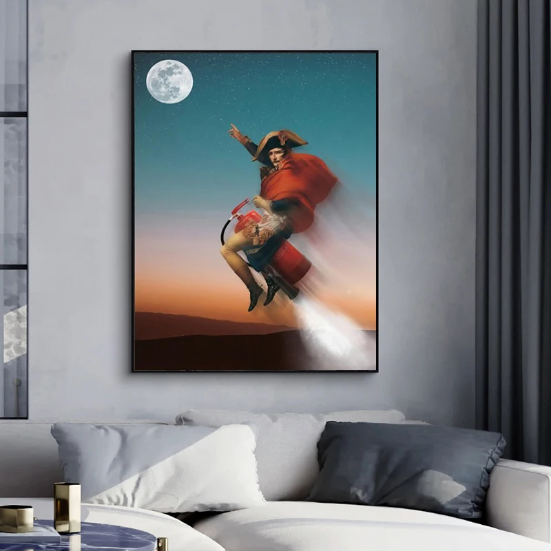 Modern Spoof Napoleon Rode Fire Extinguisher Canvas Painting Poster and Print Wall Art Picture for Living Room Home Decor Cuadro | Дом и сад