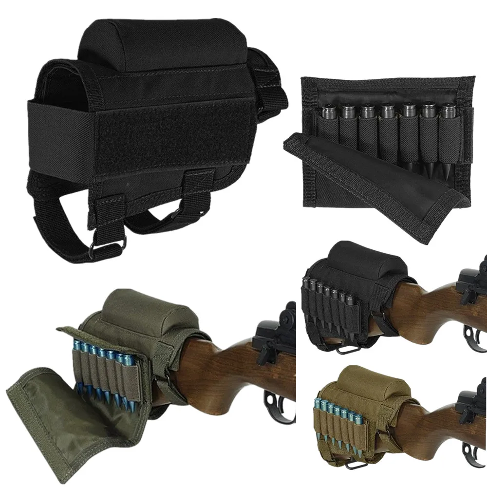 

Tactical Gun Rifle Buttstock Ammo Pouch Hunting Shooting Tactical Buttstock Cartridges Carrier Case Holder With 7 Shells Holder