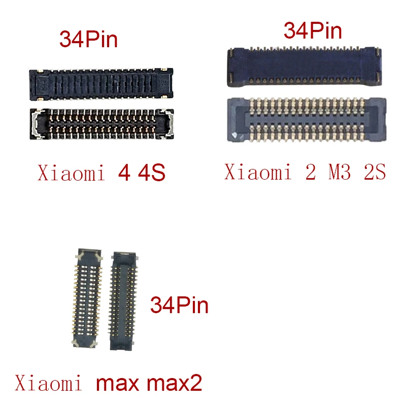 

5pcs 34pin LCD Display Flex Cable FPC Connector For Xiaomi 4 2 Max 2 Max2 M4 4S M4S M2 MI2 2S Mi2S Screen Plug On Motherboard