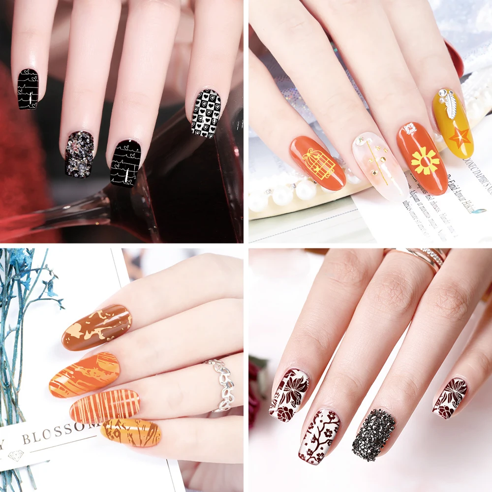 10 шт. ногтей Таблички + ясно желе силиконовые Дизайн штампа Скребки штамповка