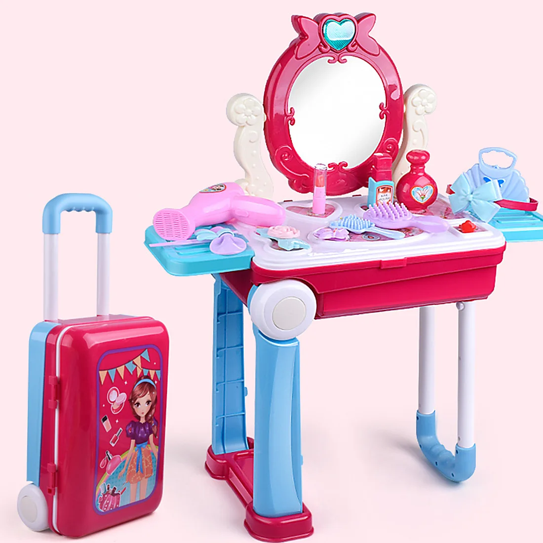 14 шт. детский макияж комплект для ролевых игр туалетный столик чемодан игрушки