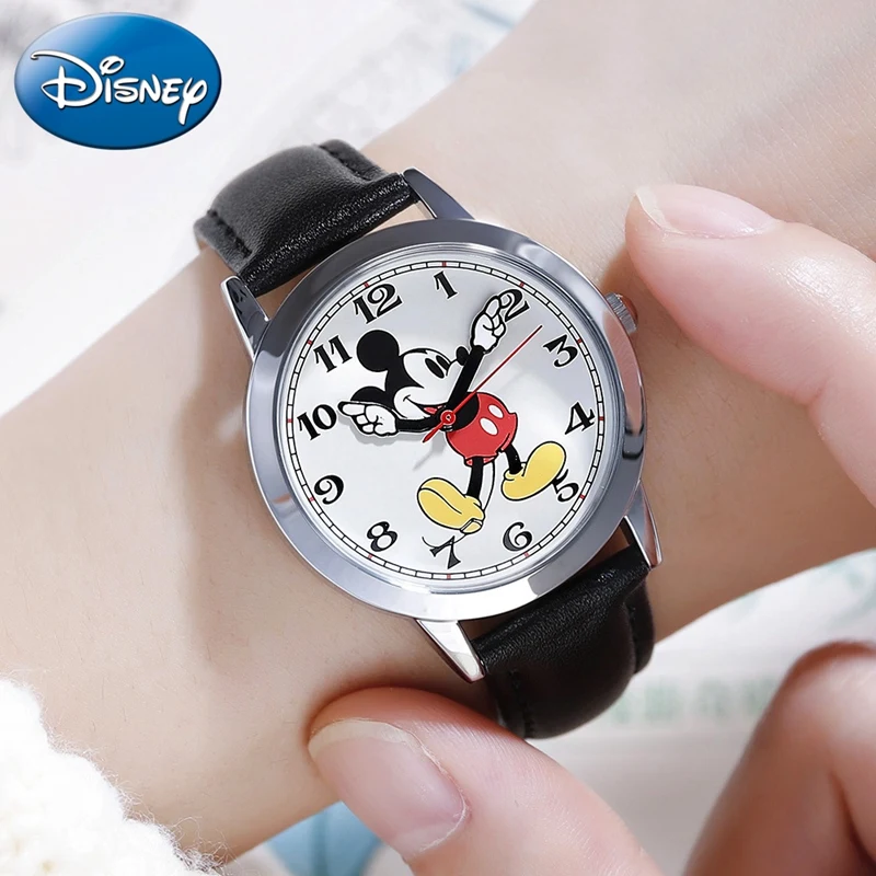 Mickey Quartz Watches Kids Cute Girl Love Wristwatch Teen Student Clock Children Boys Gift Women Fashion Time Disney Relogios