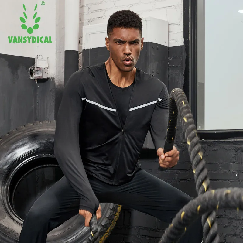 Vansydical Новая мужская спортивная одежда спортивные куртки с капюшоном куртка для