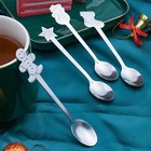 4 шт. чайная десертная ложка семейная посуда бар кофе рождественские металлические ложки набор размешивание технические украшения подарок декор