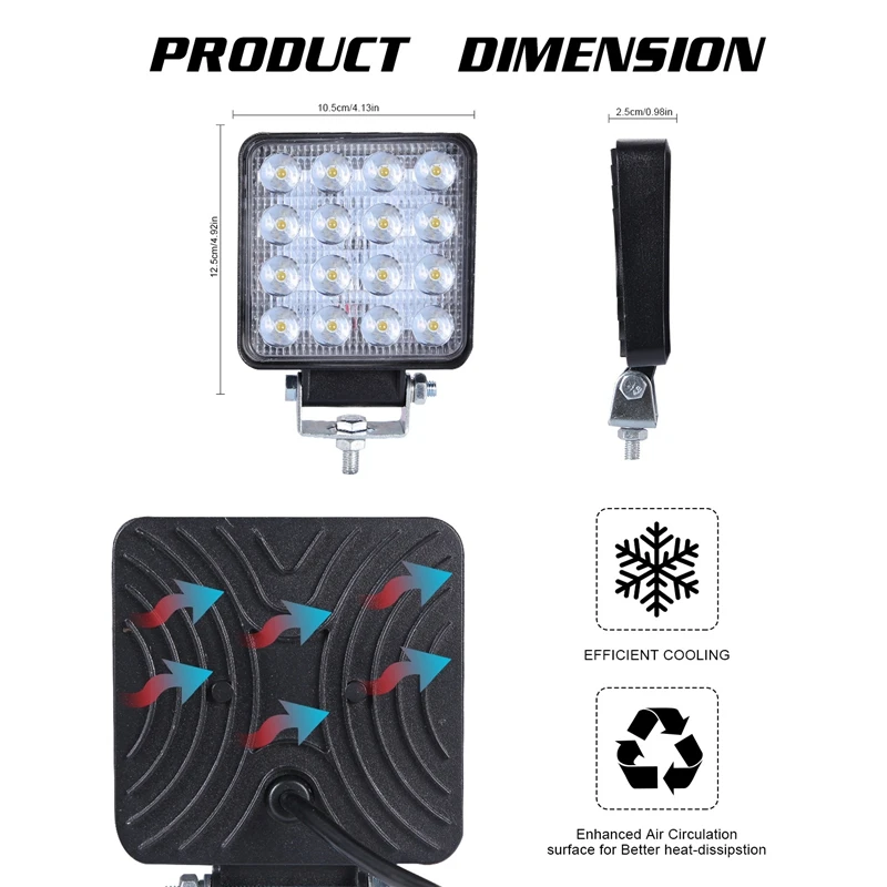 Светодиодный светильник-бар 2 шт. 4 дюйма 160 Вт квадратный рабочий светильник