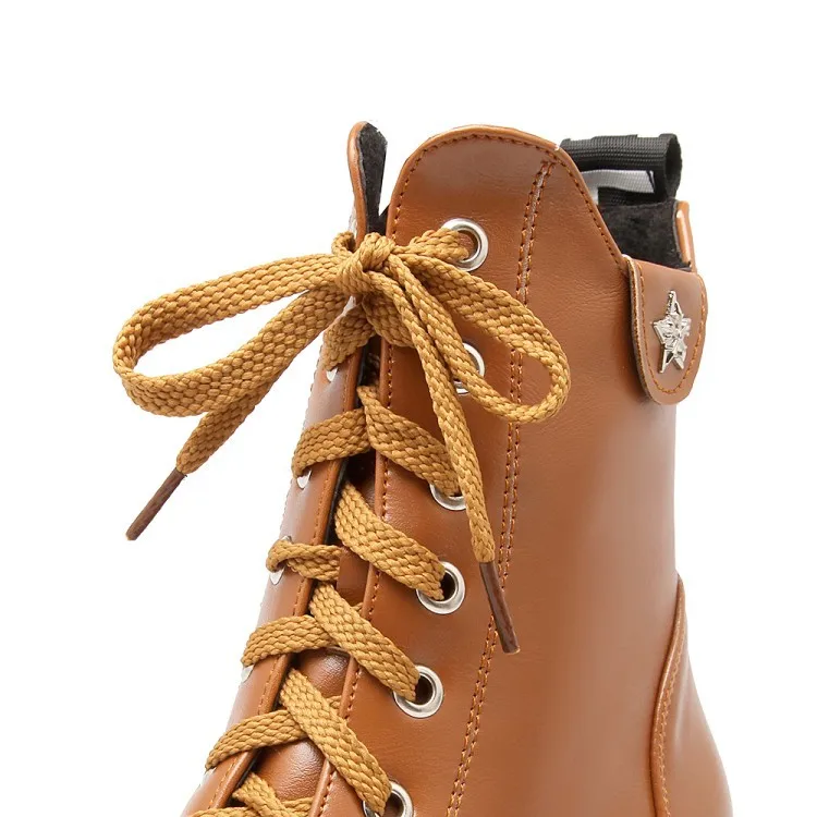 Женские ботинки до середины икры женские зимние со шнуровкой и высоким