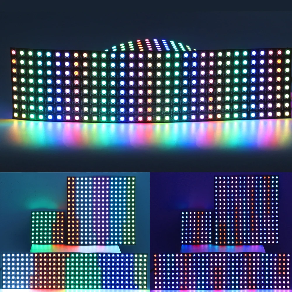 

WS2812B LED Panel Screen WS2812 8*8 16*16 8*32 Pixels Module Light With SP110E Bluetooth Controller Individually Addressable 5V