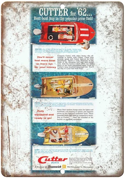 

Cutter Boat Retro tin sign nostalgic ornament metal poster garage art deco bar cafe shop