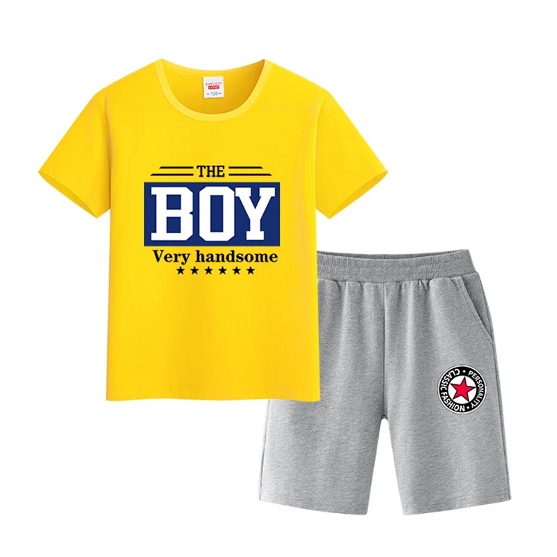

Summer Clothing for Boys Set Cartoon Printing Short Sleeve T-Shirt+ Shorts Kids Boy Casual Sportswear Outfits 2-13Y