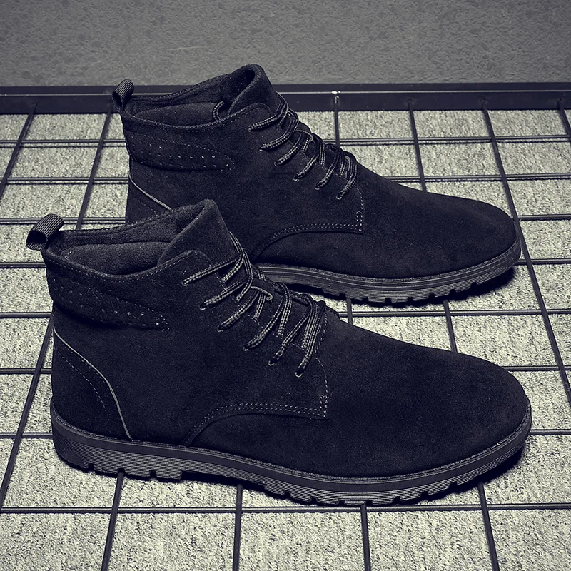 New Men Fashion Lace-up Ankle Boots High Quality British Boot Autumn Winter Male Botas Waterproof Outdoor Shoes Size 44 |
