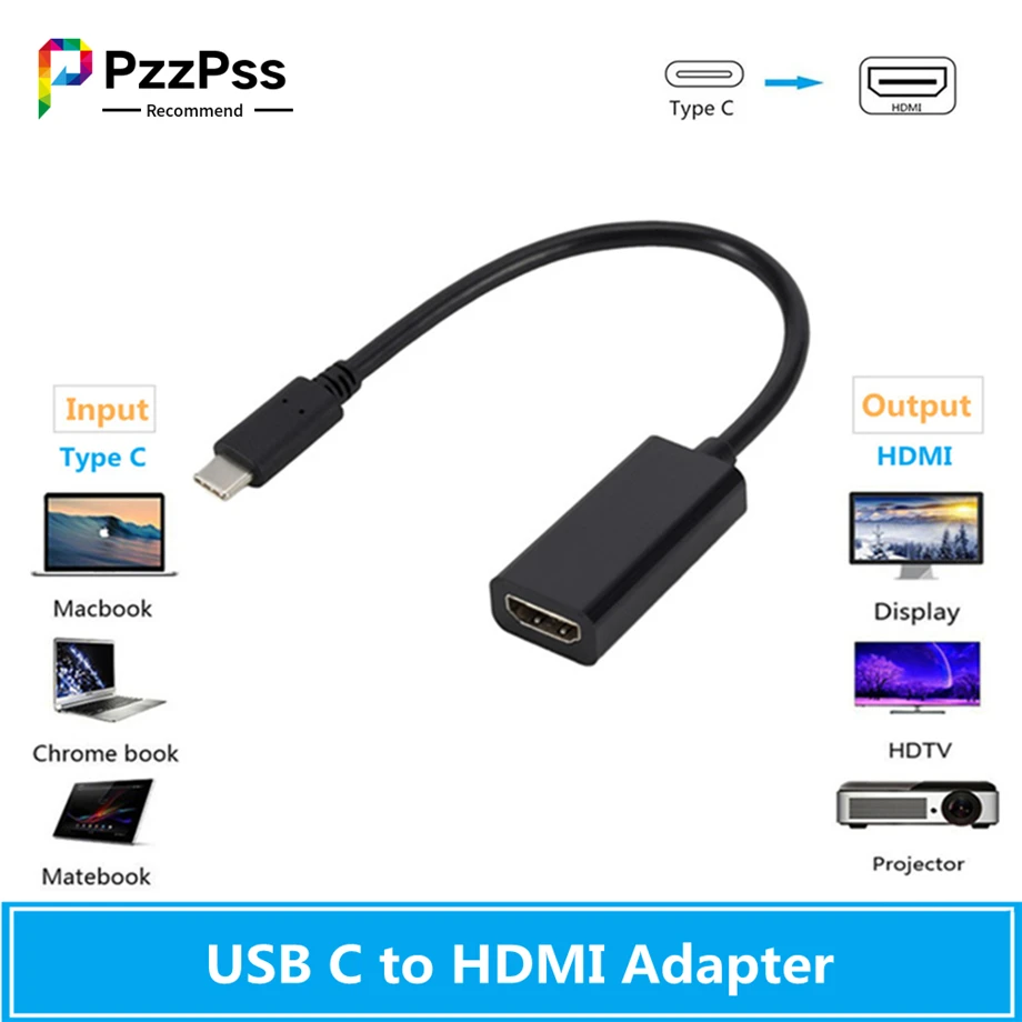 PzzPss USB 3 1 к HDMI кабель адаптер 4K 30 Гц Тип C на конвертер Папа мама для ПК компьютер ТВ