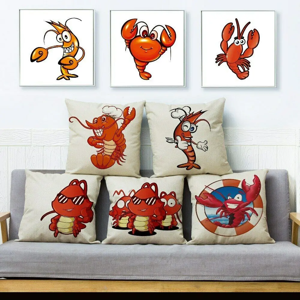 

Cute Cartoon Australian lobster Cushion Cover Sofa Car Decor Pillowcase Decor