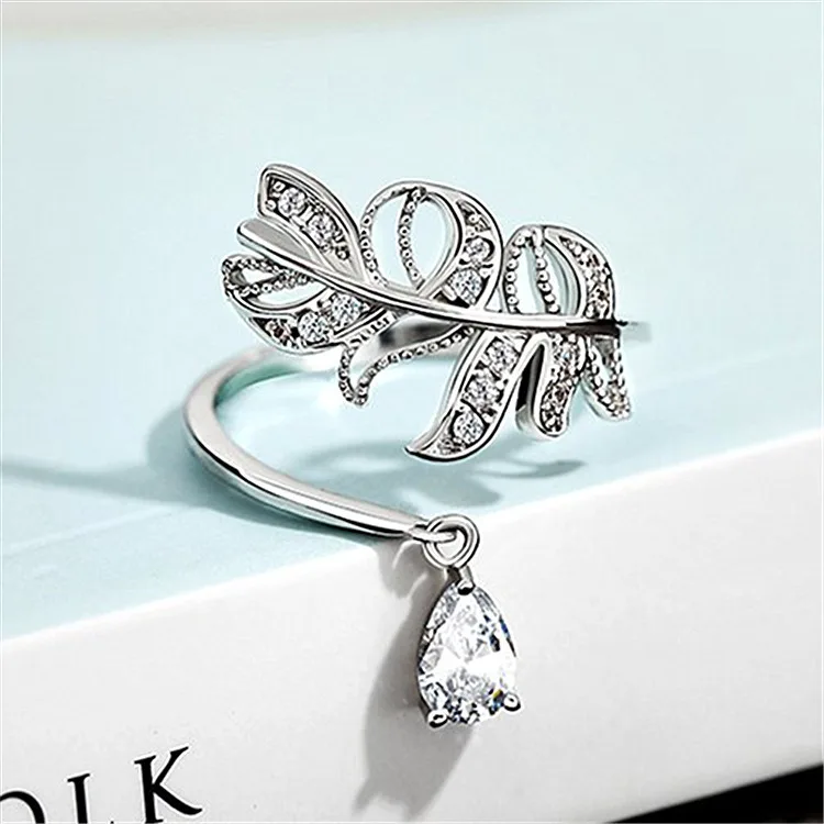 Женское Обручальное кольцо в виде листочков серебряное на День святого