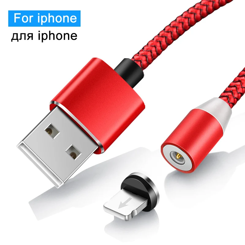 Магнитный зарядный магнитный кабель micro usb тип с для зарядного устройства iphone Elough для зарядного устройства iPhone кабел - Цвет: Red for iphone