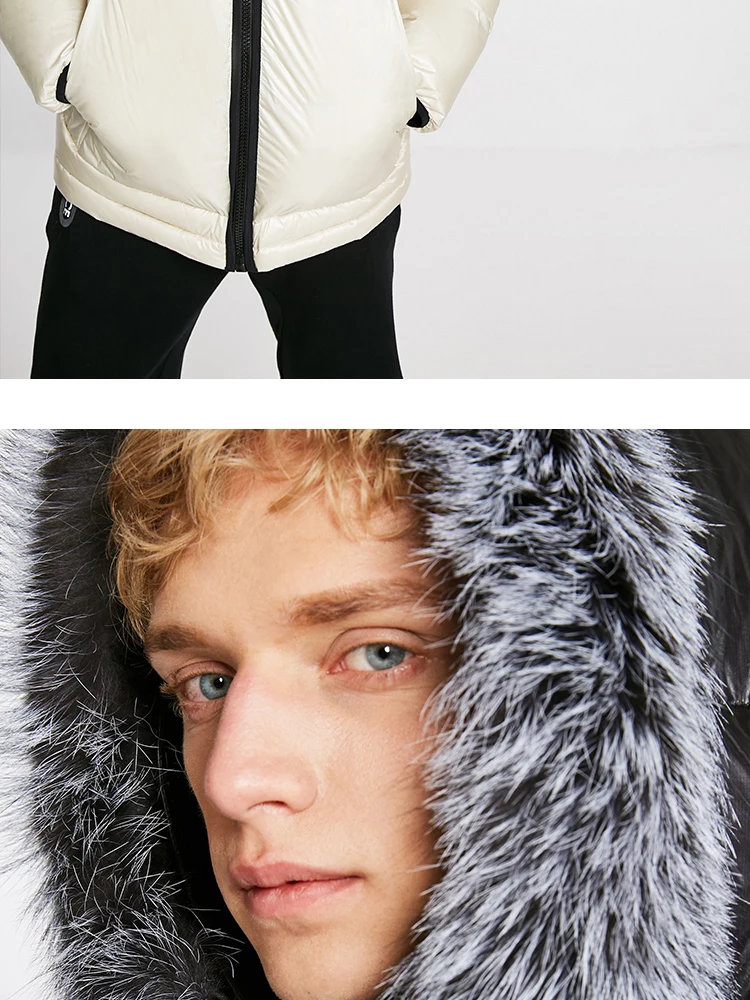 JackJones мужской зимний пуховик с капюшоном и воротником из лисьего меха 218412521