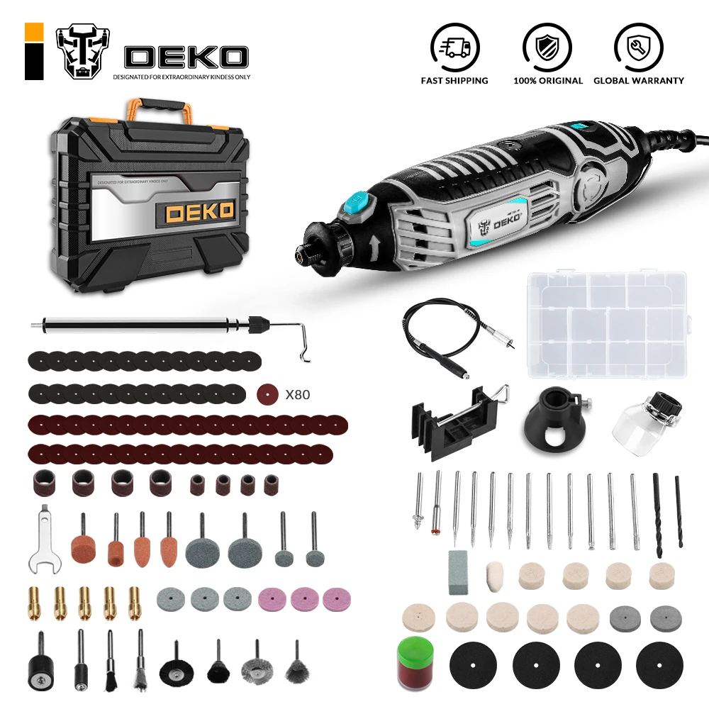 DEKO DKRT200J01 Series 220V Variable Speed Electric Drill Mini Grinder Rotary Tool for Grinding/Cutting/Wood Carving/Sanding | Инструменты