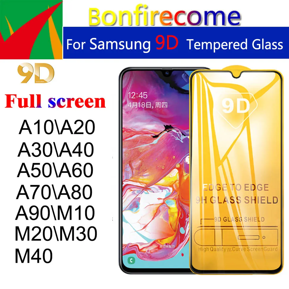 

100Pcs\Lot 9D Full Curved Tempered Glass For Samsung A10 A20 A30 A40 A50 A60 A70 A80 A90 M10 M20 M30 M40 Screen Protector Film