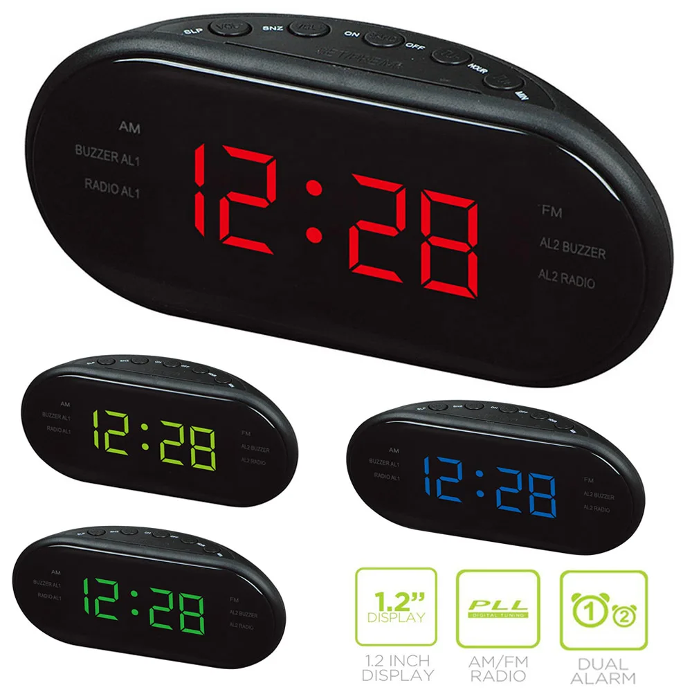 EAAGD светодиодный цифровой будильник AM/FM радио с Двойные сигналы сна и функция