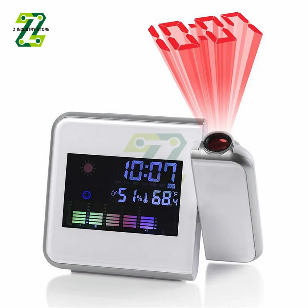

Digital Alarm Clock Weather Station LED Temperature Humidity Weather Forecast Clock With Time Projection
