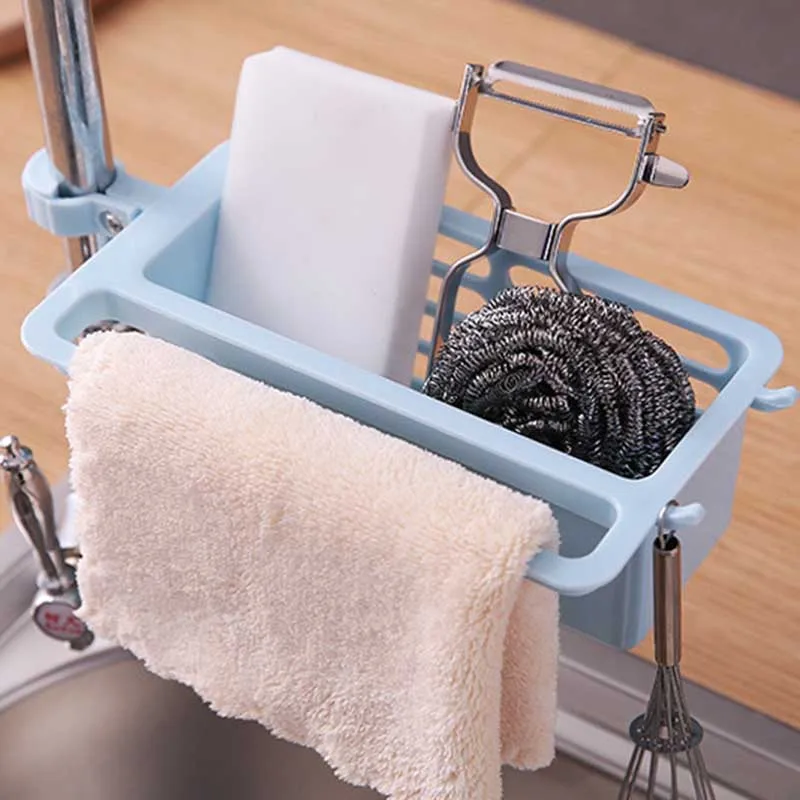 

Telescopic Sink Kitchen Drainer Rack Storage Basket Bag Faucet Holder Adjustable Bathroom Holder Sink Kitchen Accessories