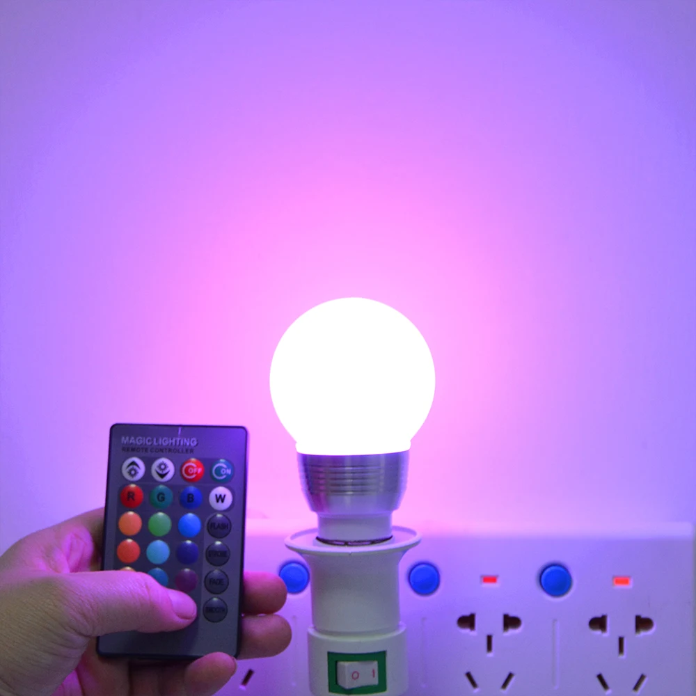 E27 E14 LED Bulb 5W 7W RGB 16 Color Changeable Lamp AC85V-265V Light Spotlight with IR Remote Control Home Decor | Освещение