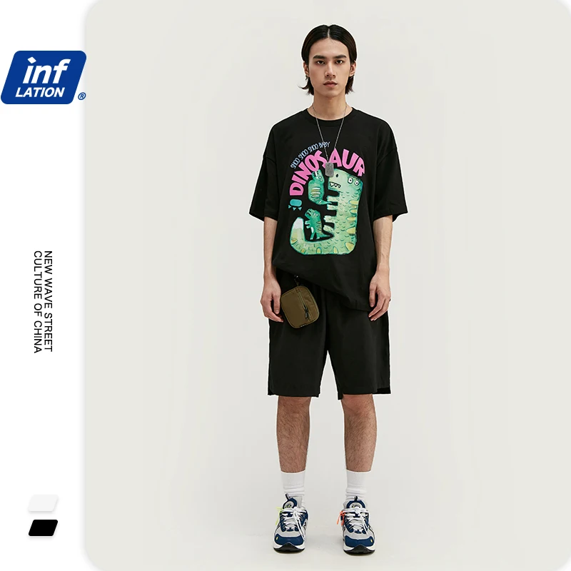 Инфляция смешные мужские футболки граффити печатных уличная Harajuku стиль хип хоп