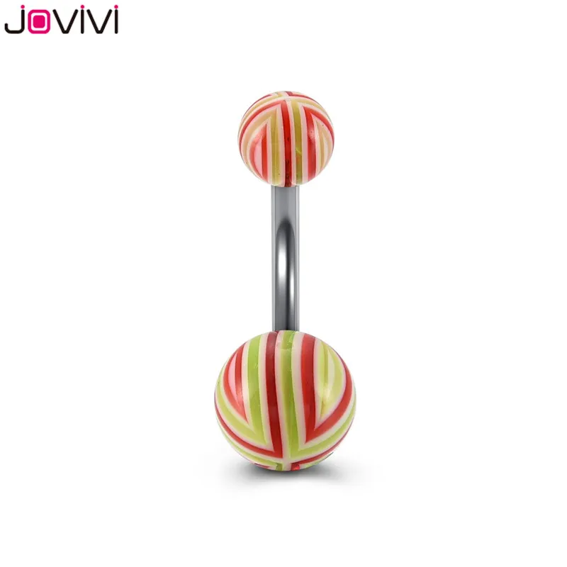 Jovivi Нержавеющая сталь Pin УФ смешанные живота Piercing Nombril оптом пупка Кольца Бар