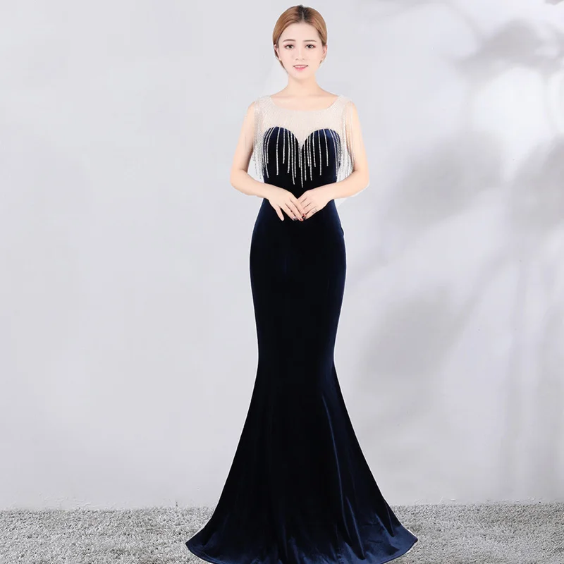 Осенние бархатные Формальное длинное вечерние платье Для женщин элегантное