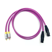 hifi occ copper silver plated 2rca to xlr female cable rca plug to lr female audio cable for amplifier cd dvd player