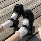 Туфли Rimocy женские в японском стиле Лолита, винтажные мягкие туфли на платформе и высоком каблуке, лакированная кожа, ремешок на щиколотке, Туфли Мэри Джейн, черные