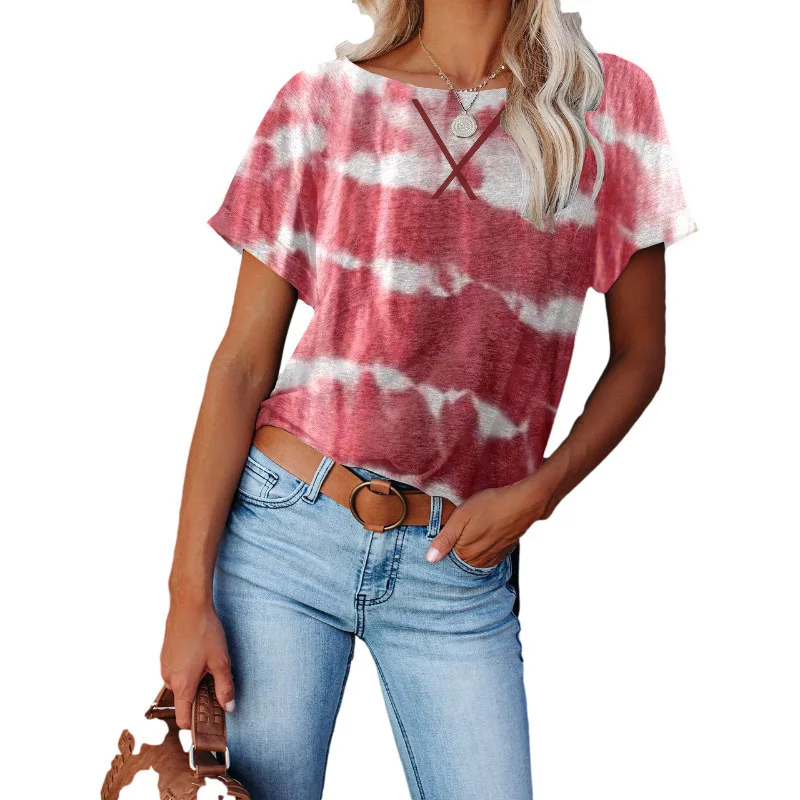 

Женская футболка в полоску с коротким рукавом, Повседневная Свободная футболка большого размера 3XL с принтом, Модный женский топ, новинка 2021