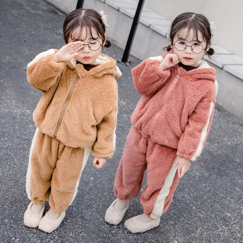 CROAL CHERIE Fashion Fleece Kids Boys Girls Clothes Sets Autumn Winter Baby Children's Clothing Velvet Coat + Pants | Детская одежда