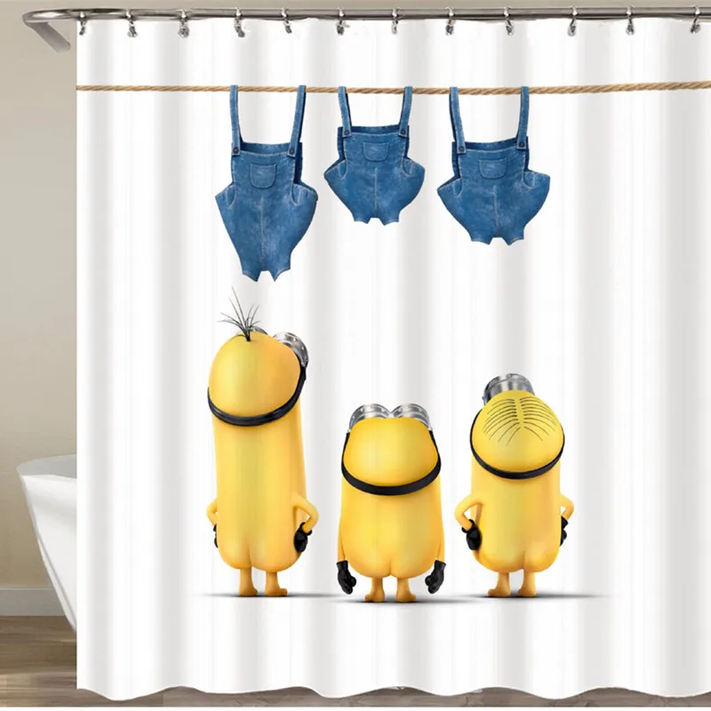 Милая желтая декоративная водонепроницаемая ткань полиэстер занавеска для душа