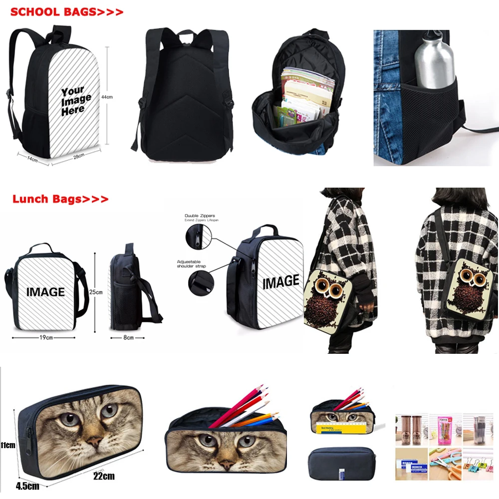 

LALIN Vogue African Girl Schoolbag For Girls Black Nurses Rock Printing Teenage Backpack 3Pcs/Set Children Book Bag Lunch Box