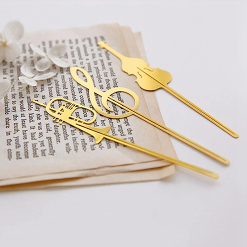 

8 Pcs Western Instrument Book Mark Vintage Metal Music Bookmark Trumpet Violin F145 & 4x Chinese Metal Bookmarks Set