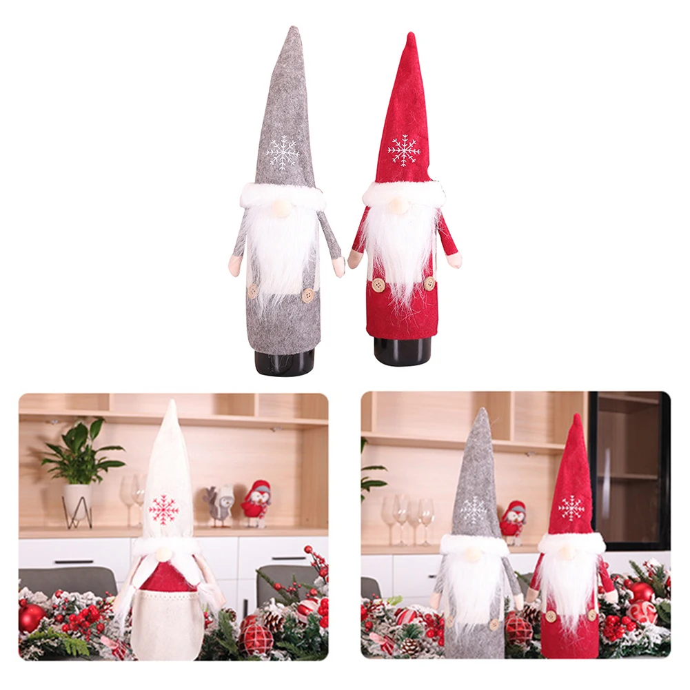 Рождественское украшение красное вино бутылка сумка ткань безликая кукла Санта