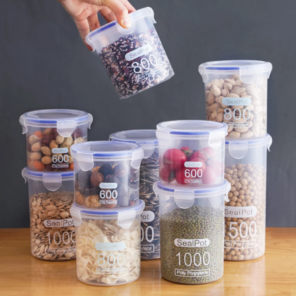 

1500ml set Stackable Kitchen Sealed Jar Plastic Food Storage Box Multigrain Tank bottle Dried Fruit Tea Jar Storage Containers