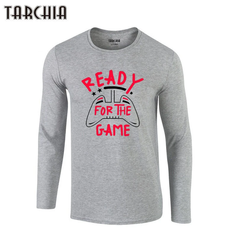 

TARCHIA 2021 Ready Game Tee Boy Tshirt Top New Arrive Fashion Homme Long Sleeve Print T Shirt Mens 100% Cotton T-shirts Summer