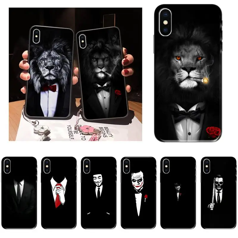 

Man Suit Shirt Tie Phone Case For iPhone 12 Mini 11 Pro XS Max X XR 7 8 Plus Soft TPU Back Cover