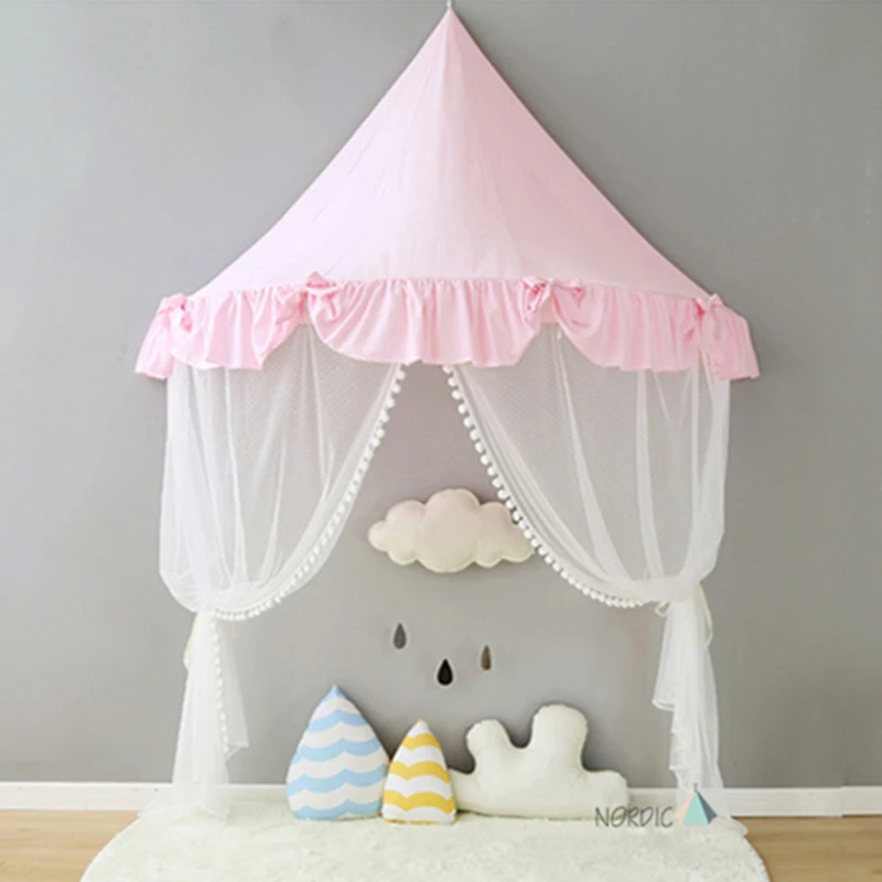 pink bow Детская игровая палатка Tipi Tente Enfant детская кровать навес кроватка москитная сетка детский Декор Прорезыватели Для детский игровой домик Ciel de Lit - Цвет: pink bow