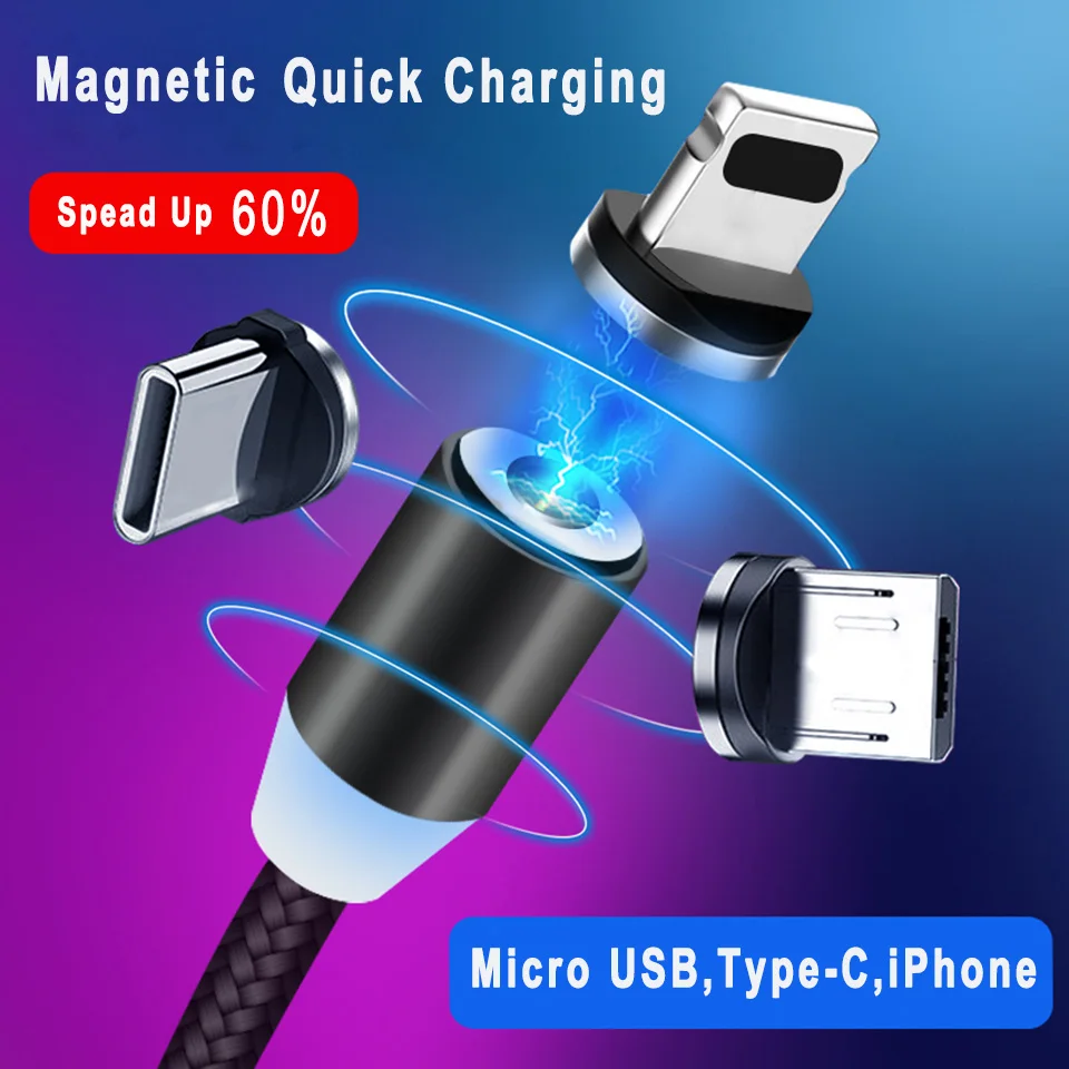 Вы первый Usb-c кабель Micro USB Магнитный кабель type C провод для iPhone металлический штекер светодиодный зарядный кабель 1 м/2 м для Android ios