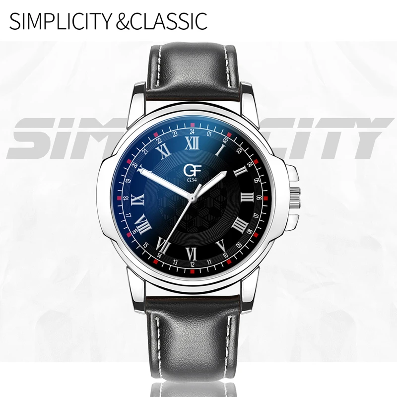 Креативный узор мужские кварцевые деловые наручные часы светящиеся Ретро дизайн