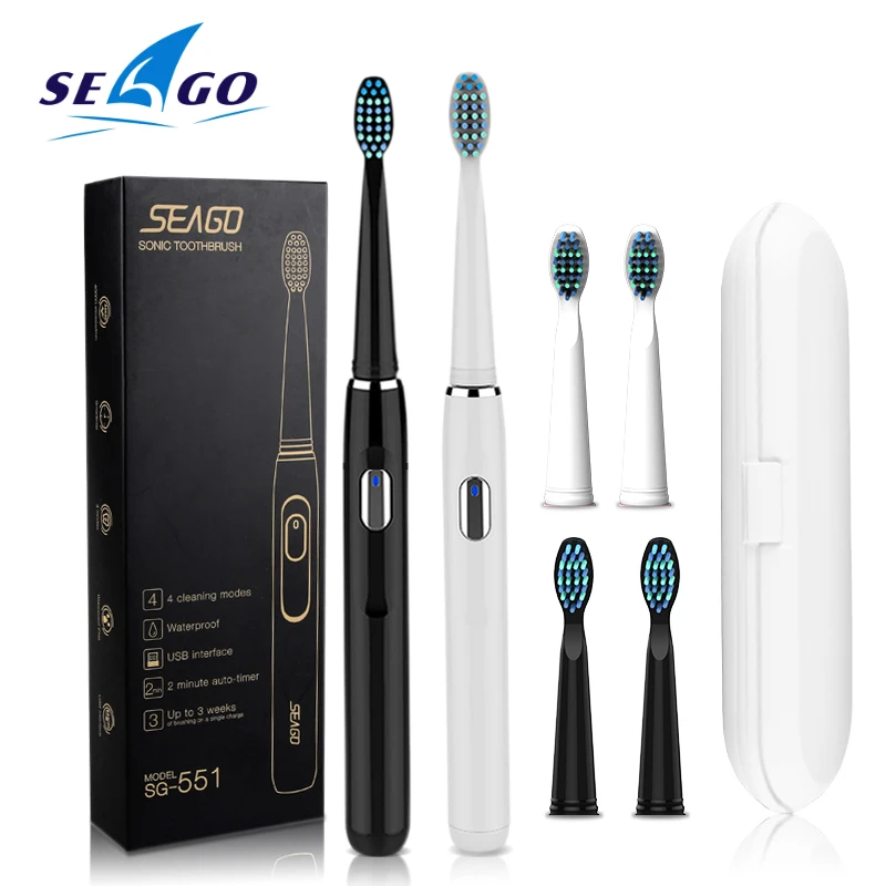Электрическая зубная щетка SEAGO перезаряжаемая водонепроницаемая звуковая