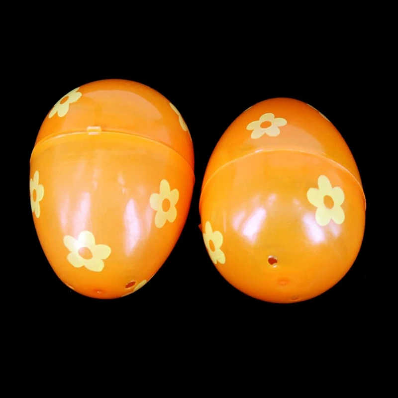

12Pcs Easter Plastic Opening Eggs DIY Printed Crafts Toy Hanging Ornaments Props