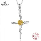Ожерелье Eudora из стерлингового серебра 925 пробы с подвеской желтого цвета в виде креста, изящные украшения для женщин и девушек, Романтический Лучший подарок D566