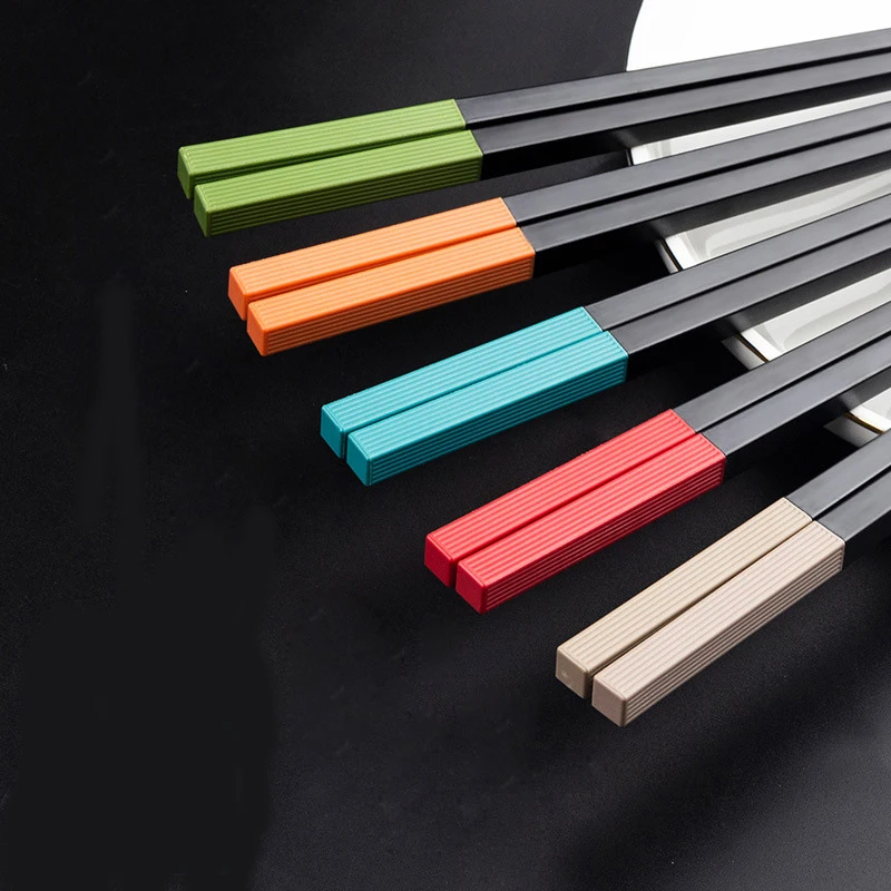

Zollor 5 пар палочки дозирующая детская ложка для посуда Еда Stick легированной стали кухня посуда палочки для суши Non-slip Hotel Бытовая Кухня посуда