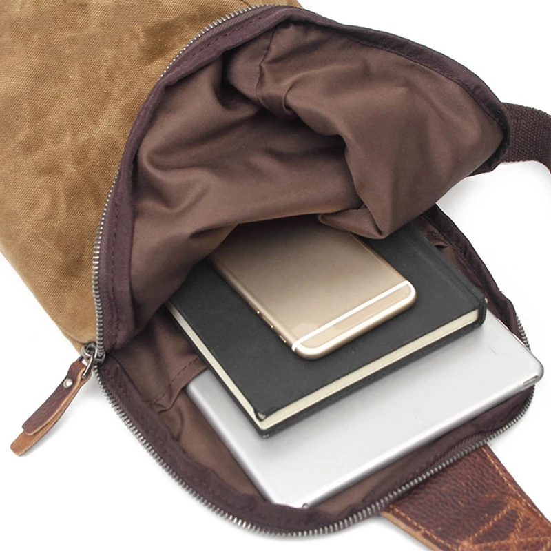 

Retro Chest Bag Shoulder Bag Men Canvas Bag Outdoor Shoulder Diagonal Bag Waterproof Backpack