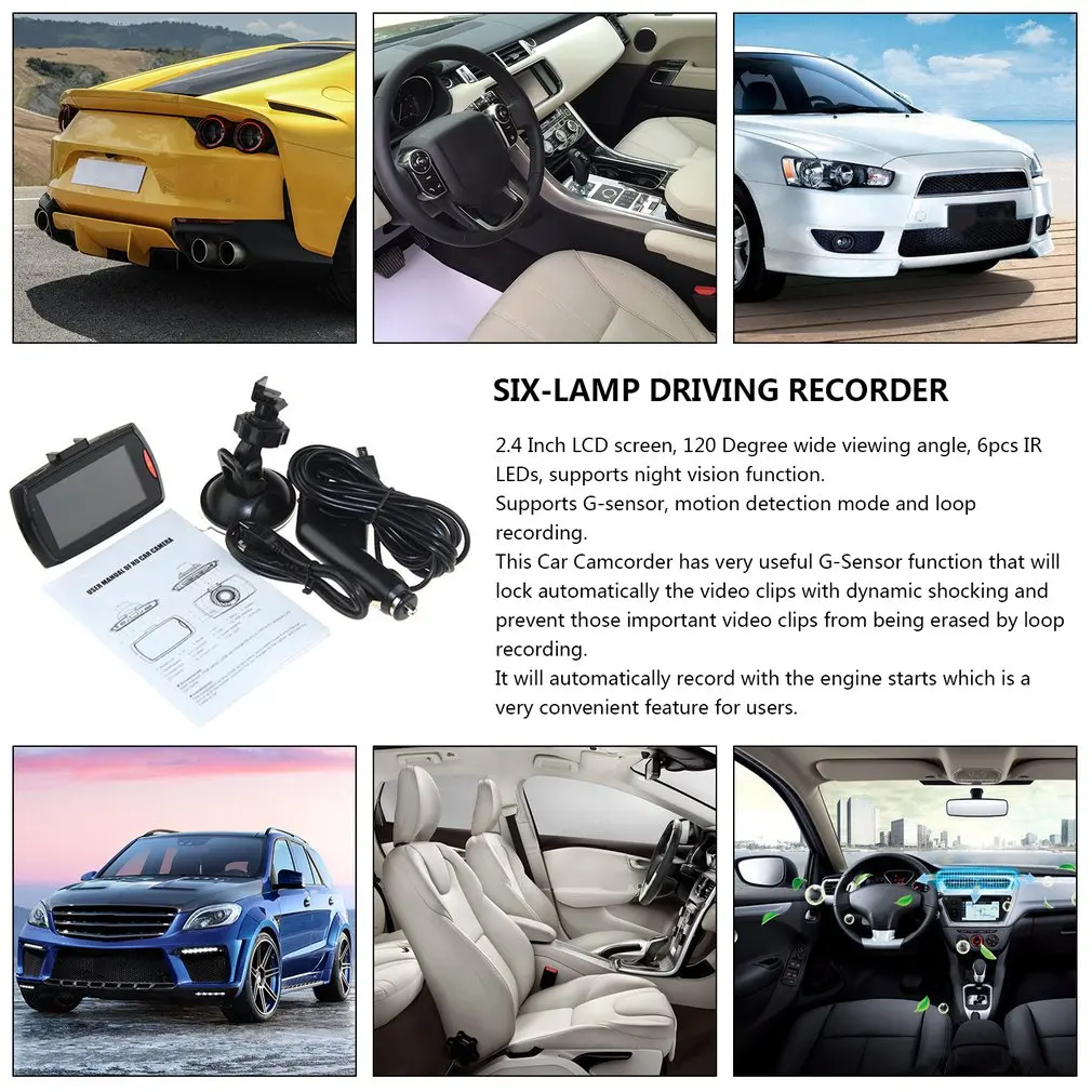 G30 2 4 дюймовый автомобильный видеорегистратор 90 градусов Novatek 96220 Full HD 1080P камера с
