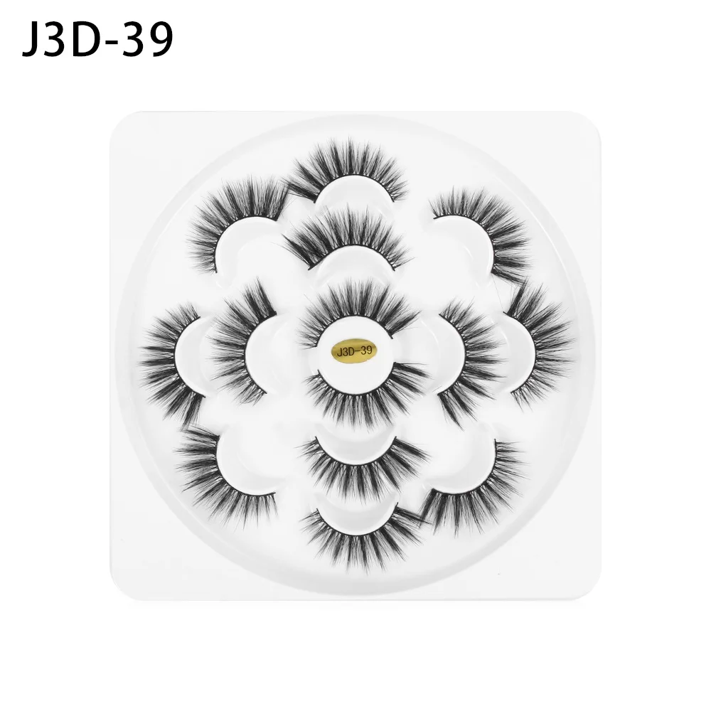 J3D-39 7 пар, 5D, накладные ресницы из норки, толстые, длинные, безжалостные ресницы, ручная работа, наращивание ресниц, Женский инструмент для макияжа глаз - Цвет: J3D-39