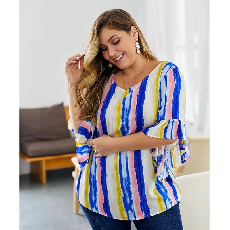 Женская блузка с короткими рукавами и оборками летняя повседневная офисная в